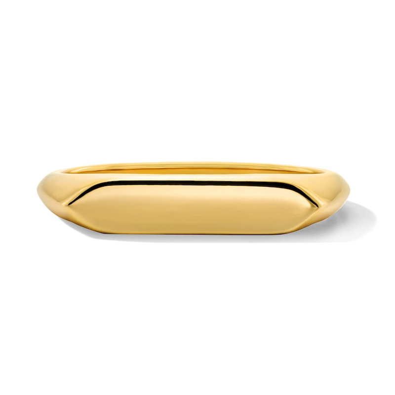 18K Gold Plated Flat Hex Signet Fashion Ring - Size 7