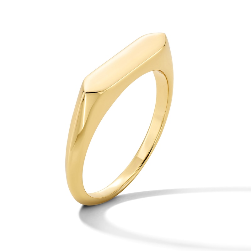 18K Gold Plated Flat Hex Signet Fashion Ring - Size 7