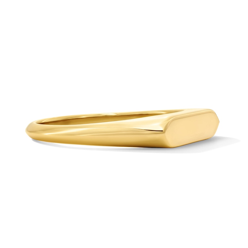 18K Gold Plated Flat Hex Signet Fashion Ring - Size 7