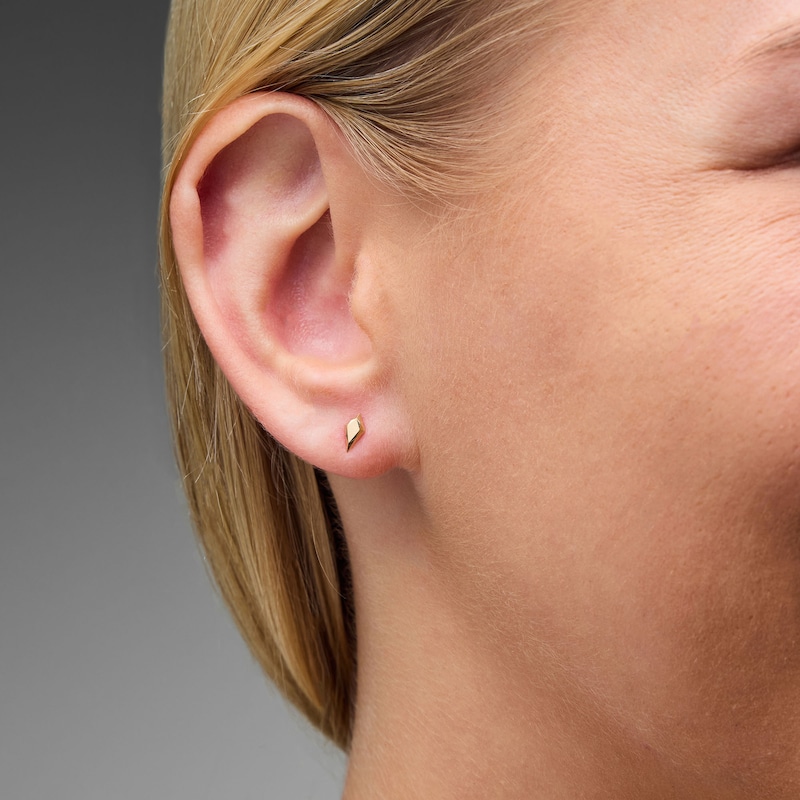 14K Solid Gold Kite-Shaped Single Stud
