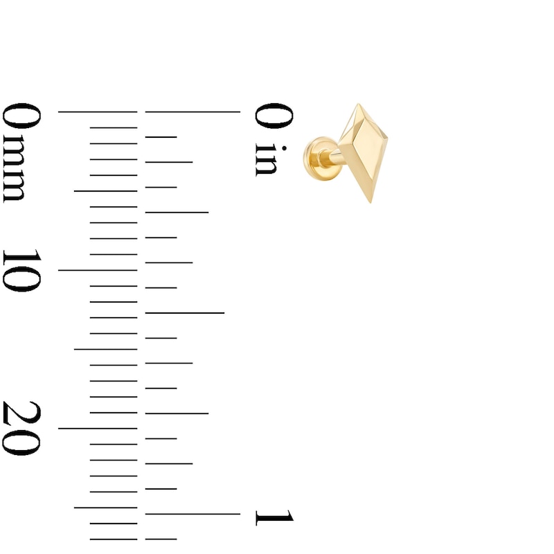 14K Solid Gold Kite-Shaped Single Stud
