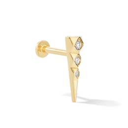 14K Solid Gold Lab-Grown Diamond Accent Triangle Single Stud