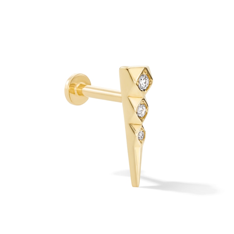 14K Solid Gold Lab-Grown Diamond-Accent Triangle Single Stud