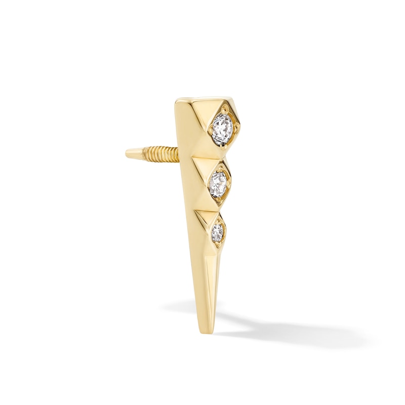 14K Solid Gold Lab-Grown Diamond-Accent Triangle Single Stud