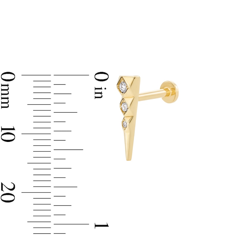 14K Solid Gold Lab-Grown Diamond-Accent Triangle Single Stud