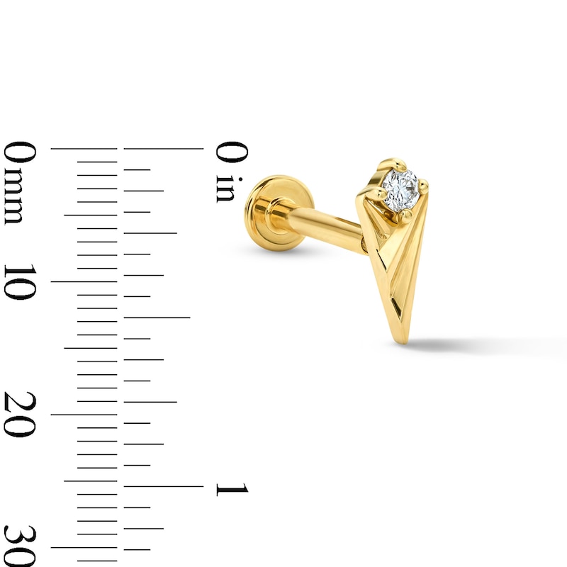 14K Solid Gold Lab-Grown Diamond Accent Kite-Shaped Single Stud