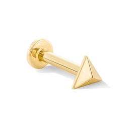 14K Solid Gold Pyramid Single Stud