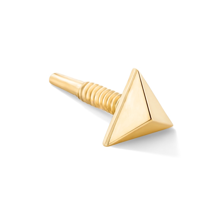 14K Solid Gold Pyramid Single Stud