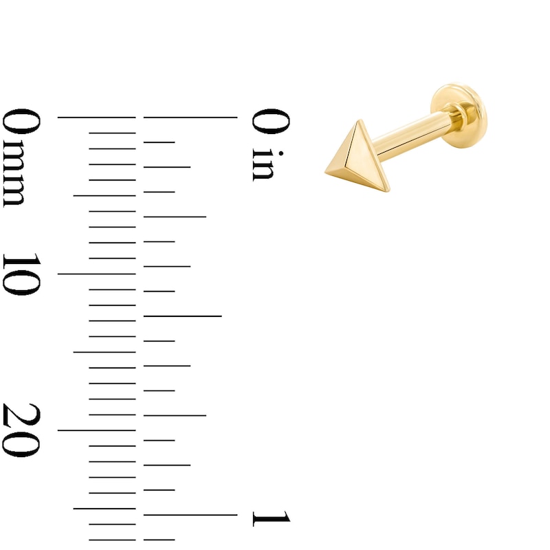 14K Solid Gold Pyramid Single Stud