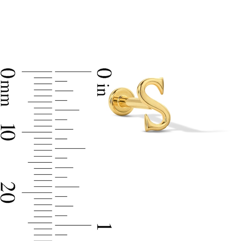 14K Solid Gold "S" Initial Single Stud