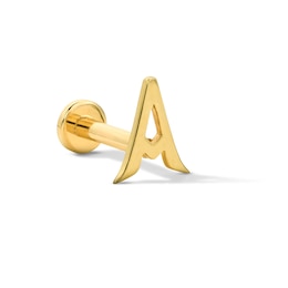 14K Solid Gold "A" Initial Single Stud