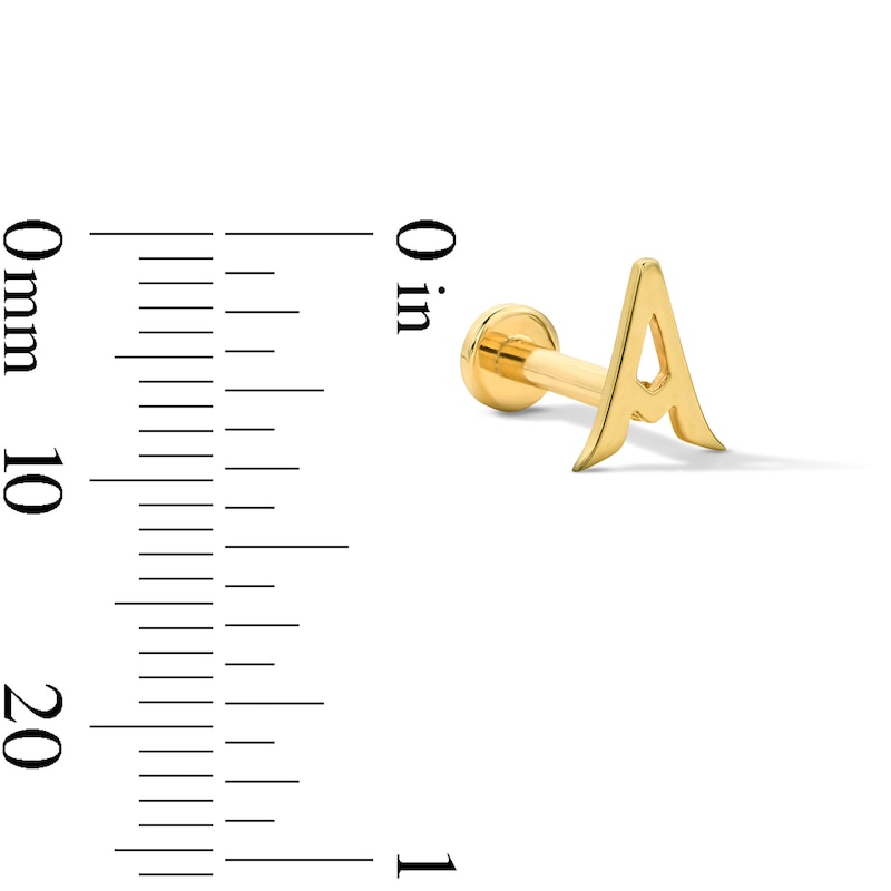 14K Solid Gold "A" Initial Single Stud \\