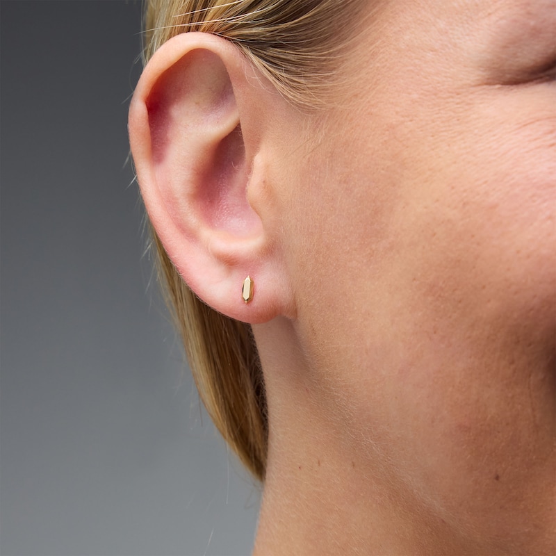 14K Solid Gold Faceted Single Stud