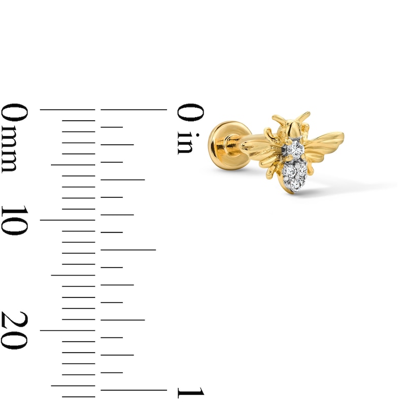 14K Solid Gold Lab-Grown Diamond-Accent Bee Single Stud