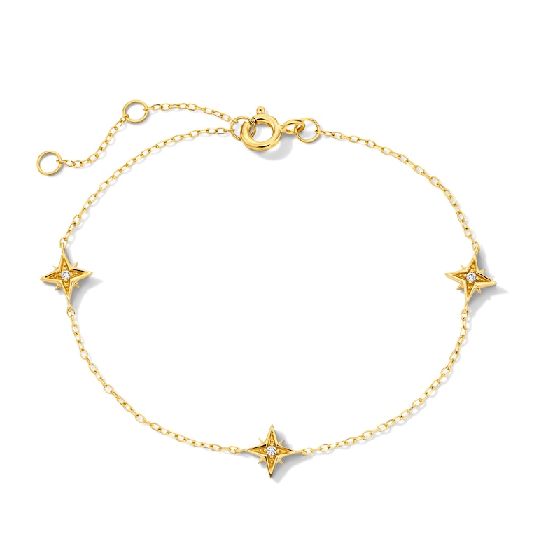 14K Gold Plated Lab-Grown Diamond Accent Starburst Station Bracelet - 7.25″