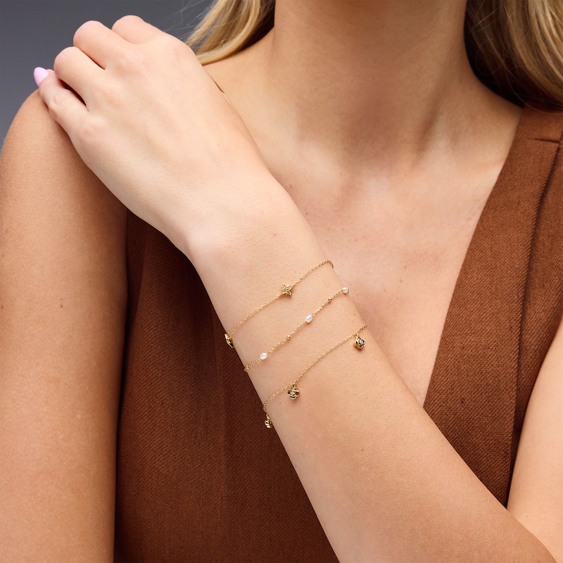 14K Gold Plated Lab-Grown Diamond Accent Starburst Station Bracelet - 7.25″