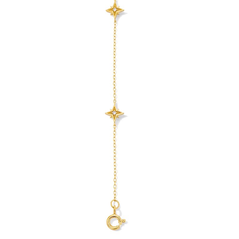 14K Gold Plated Lab-Grown Diamond Accent Starburst Station Bracelet - 7.25″