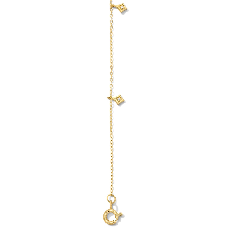 14K Gold Plated Lab-Grown Diamond-Accent Rhombus Dangle Station Bracelet - 7.25″