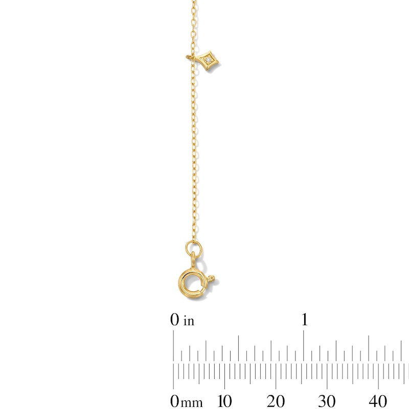 14K Gold Plated Lab-Grown Diamond-Accent Rhombus Dangle Station Bracelet - 7.25″