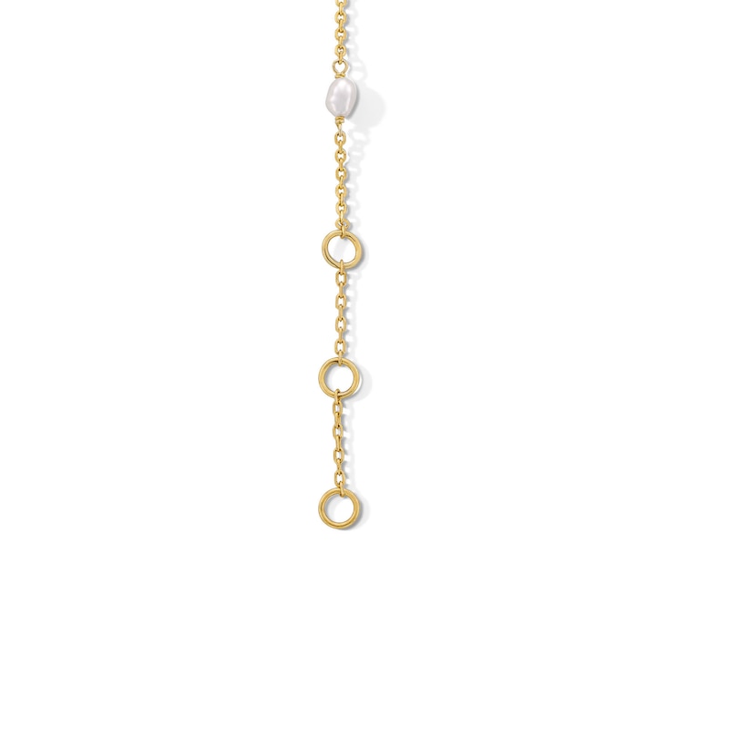 18K Gold Plated Baroque Freshwater Cultured Pearl Station Bracelet - 6" + 1"