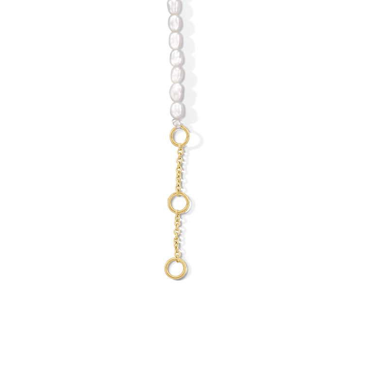 18K Gold Plated Freshwater Cultured Pearl and White Sapphire Star Charm Bracelet - 6" + 1"