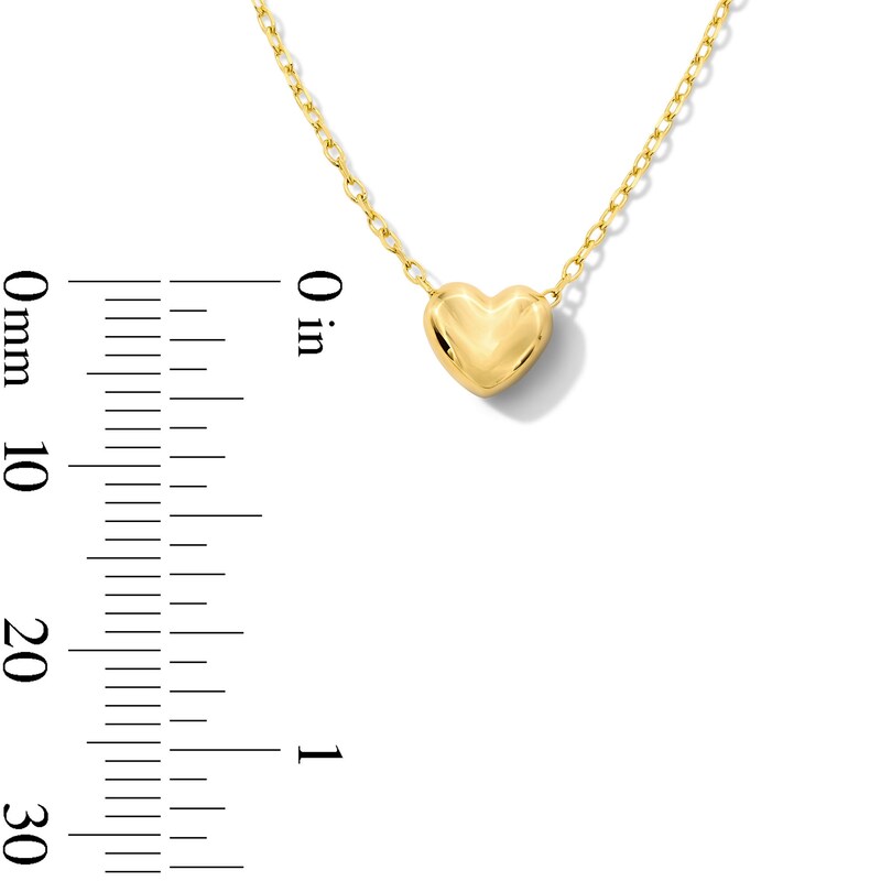 18K Gold Plated Puffed Heart Pendant - 15" + 3"
