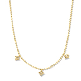 14K Gold Plated Lab-Grown Diamond-Accent Starburst Station Necklace - 16" + 2"