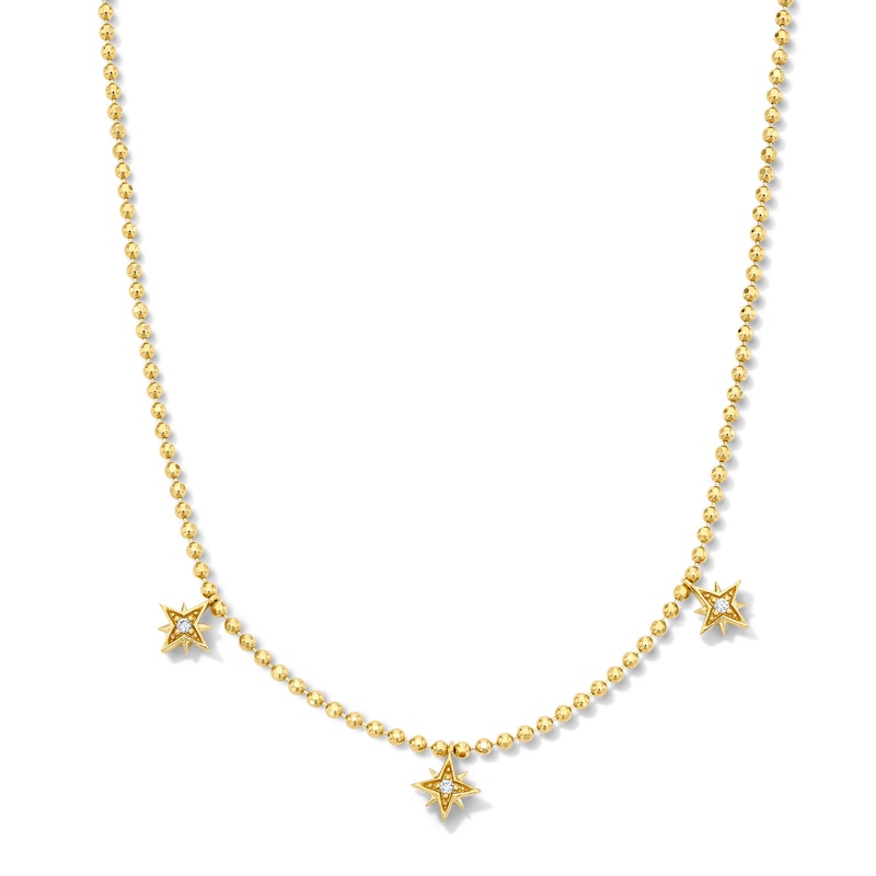 14K Gold Plated Lab-Grown Diamond-Accent Starburst Station Necklace - 16" + 2"