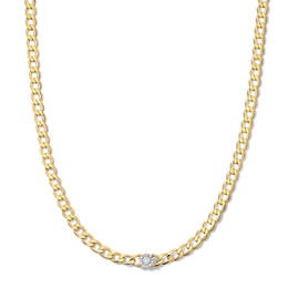 14K Gold Plated Lab-Grown Diamond-Accent Solitaire Necklace - 16" + 2"
