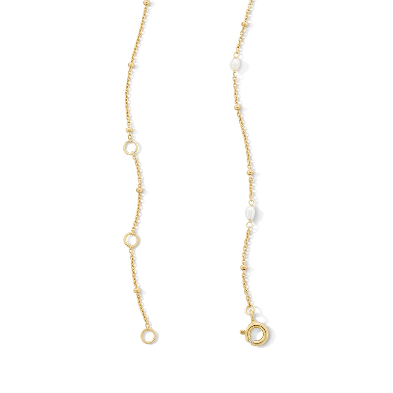 18K Gold Plated Baroque Freshwater Cultured Pearl and Bead Station Necklace - 16" + 1"