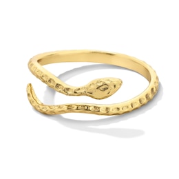18K Gold Plated Textured Snake Open Wrap Ring
