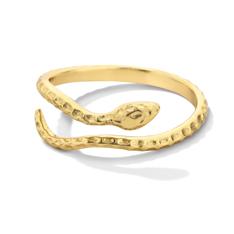 18K Gold Plated Textured Snake Open Wrap Ring  - Size 7