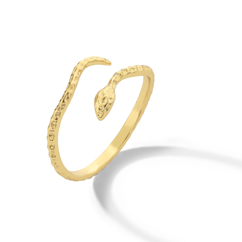 18K Gold Plated Textured Snake Open Wrap Ring - Size 7