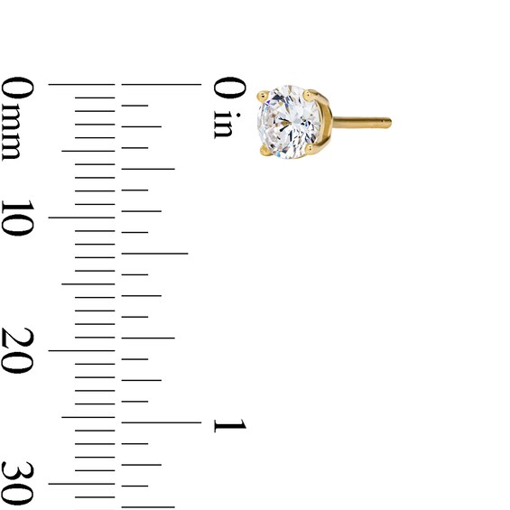 14K Gold Plated CZ Round Solitaire Studs and Necklace Set