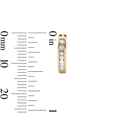 14K Gold Plated 14mm CZ Baguette Channel Huggie Hoops