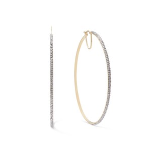 14K Gold Plated 60mm Crystal Hoops
