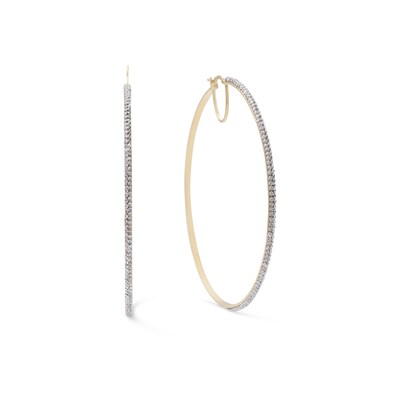 14K Gold Plated 60mm Crystal Hoops