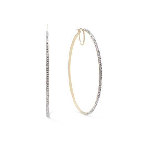 14K Gold Plated 60mm Crystal Hoops