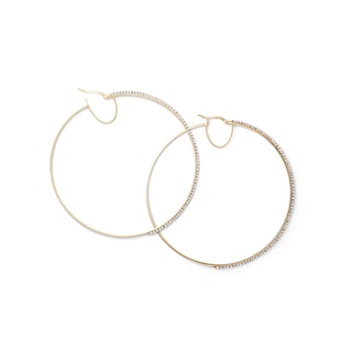 14K Gold Plated 60mm Crystal Hoops