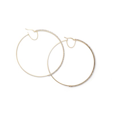 14K Gold Plated 60mm Crystal Hoops