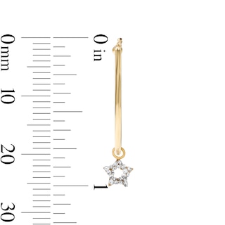 14K Gold Plated Crystal Star Drop Hoops