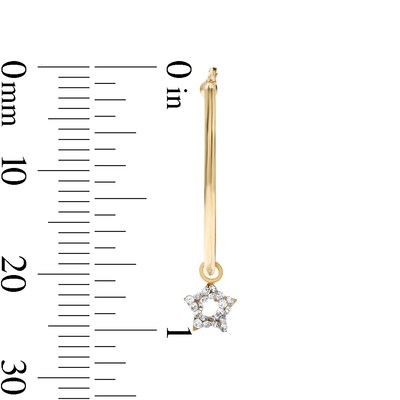 14K Gold Plated Crystal Star Drop Hoops