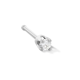 10K Semi-Solid White Gold 1/20 CT. T.W. Lab-Grown Diamond Solitaire Nose Stud - 22G 1/4"