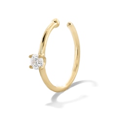 10K Semi-Solid Gold Lab-Grown Diamond Accent Hoop - 20G 5/16"