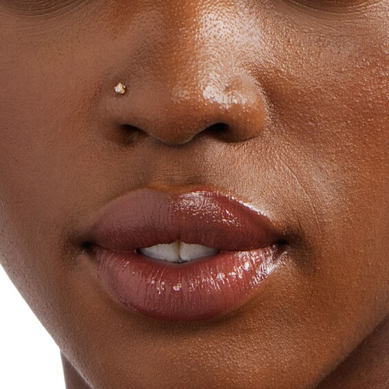 10K Semi-Solid Gold 1/10 CT. T.W. Lab-Grown Diamond Nose Stud - 22G 1/4"
