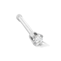 10K Semi-Solid White Gold Lab-Grown Diamond Accent Nose Stud - 22G 3/8"