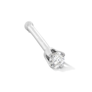10K Semi-Solid White Gold Lab-Grown Diamond Accent Nose Stud - 22G 3/8"