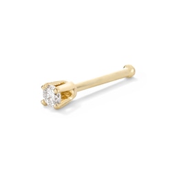 10K Semi-Solid Gold Lab-Grown Diamond Accent Nose Stud - 22G 3/8"