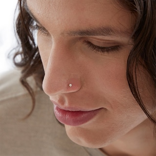 10K Semi-Solid Gold 1/20 CT. T.W. Lab-Grown Diamond Screw Nose Stud - 22G 3/8"