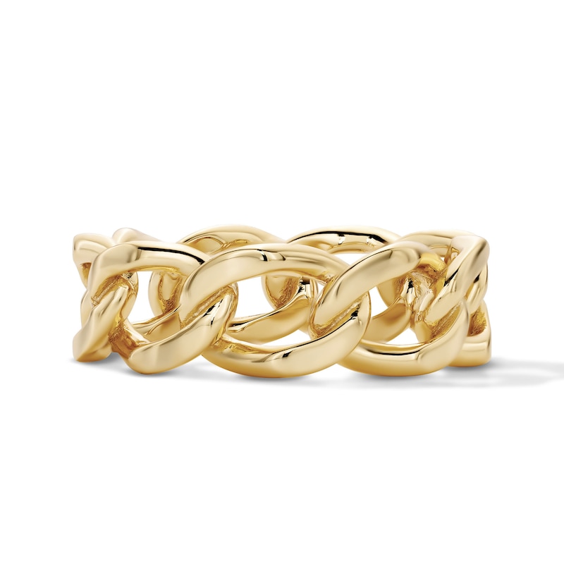 14K Gold Plated Curb Chain-Link Band - Size 10.5